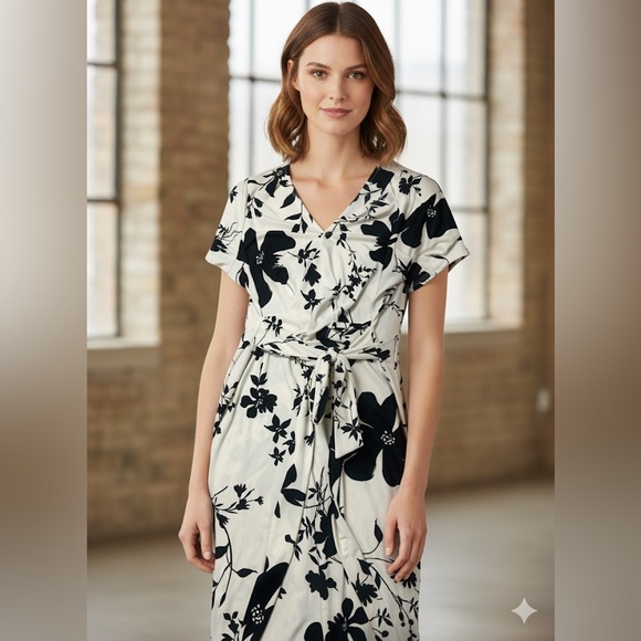 Morgan Taylor Monochrome Floral Dress long - Picture 1 of 6